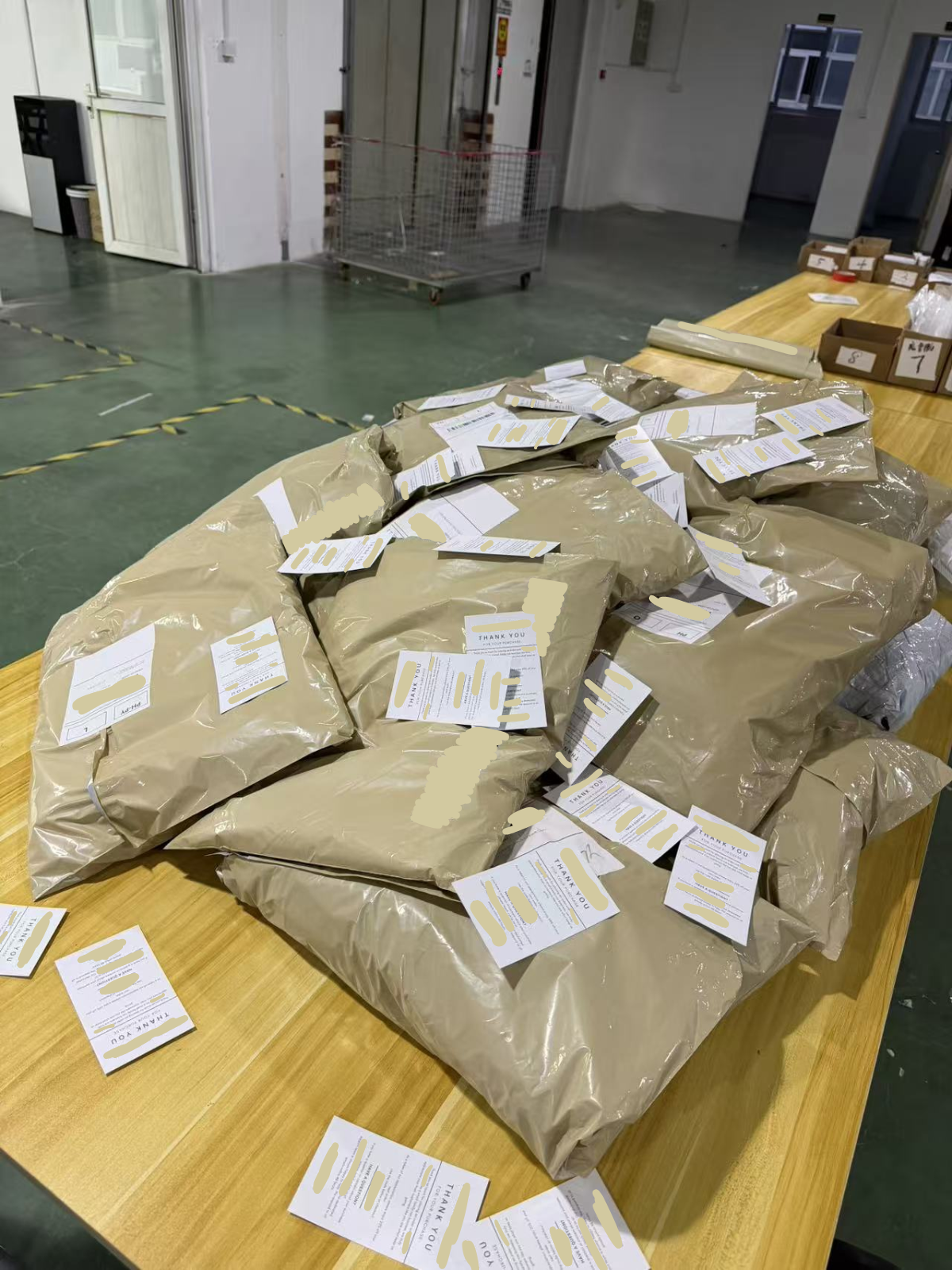 Thank you card and branded packaging